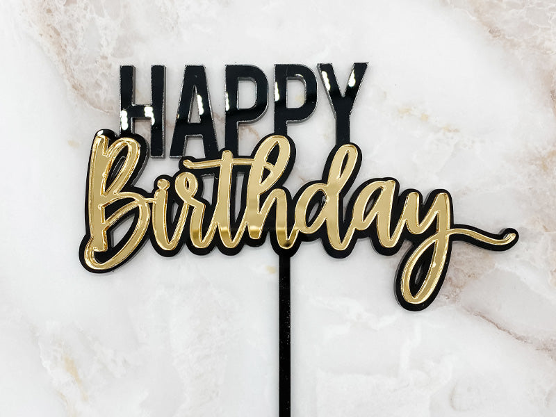 Amazon.com: Gold Happy Birthday Cake Topper - Happy Birthday Cake  Decoration, Single-side Gold Glitter Photo Booth Props Cake Topper, Cake  Smash Decorations, Happy Birthday to You (gold hbAX) : Grocery & Gourmet